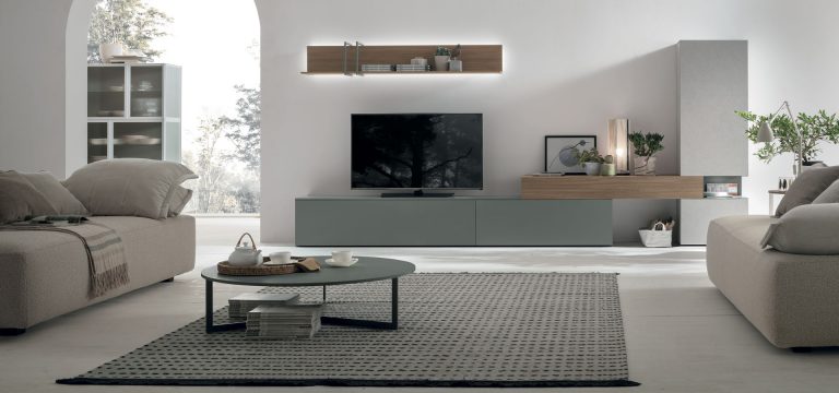 Modern living room with minimalist furniture and decor