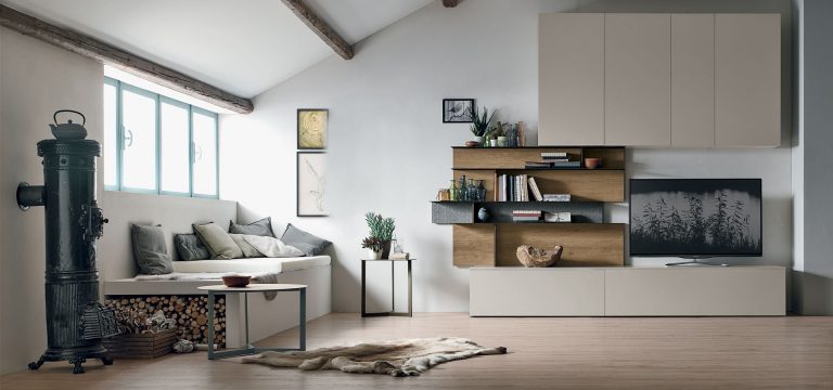 Modern living room with cozy seating and elegant decor