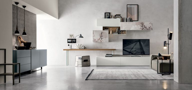 Modern minimalist living room with sleek furniture design